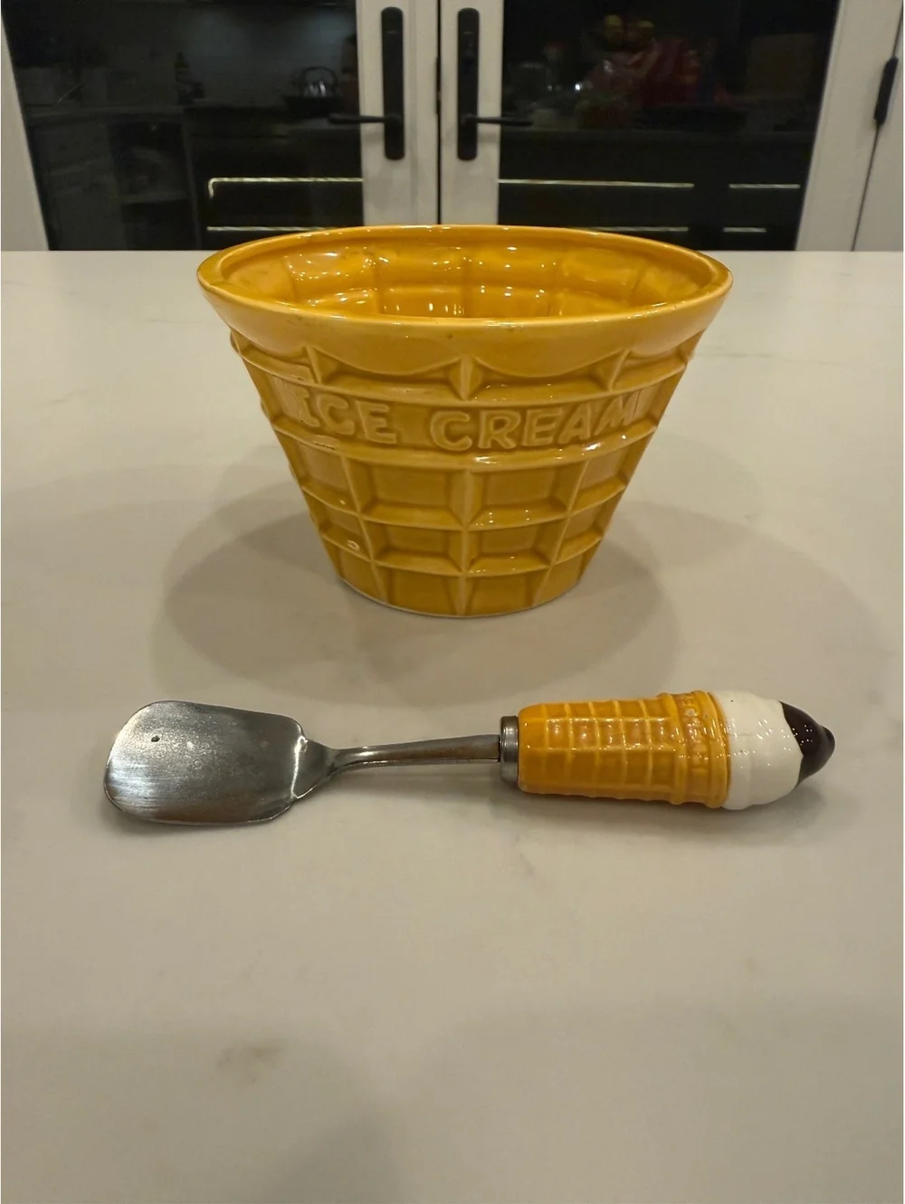 Ceramic Ice Cream Cone Bowl with Matching Spoon